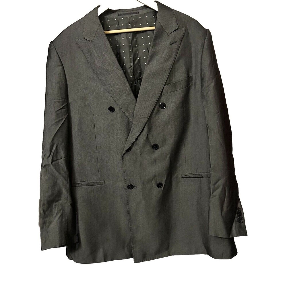 Studio Milano Italy Suit Jacket Men's 46L Gray Sport Coat Blazer Super 140 Wool